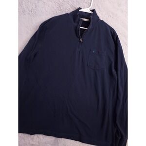 Criquet Sweater Mens 2XL XXL Navy Blue Quarter Zip Pullover Casual Golf Organic